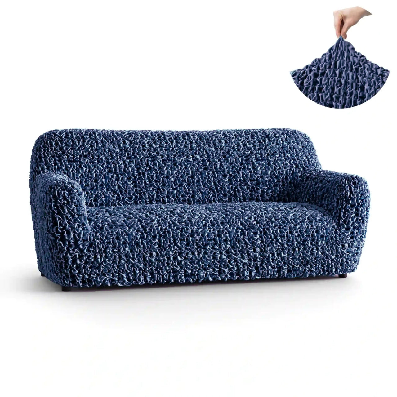 3 Seater Sofa Cover - Blue, Fuco Velvet